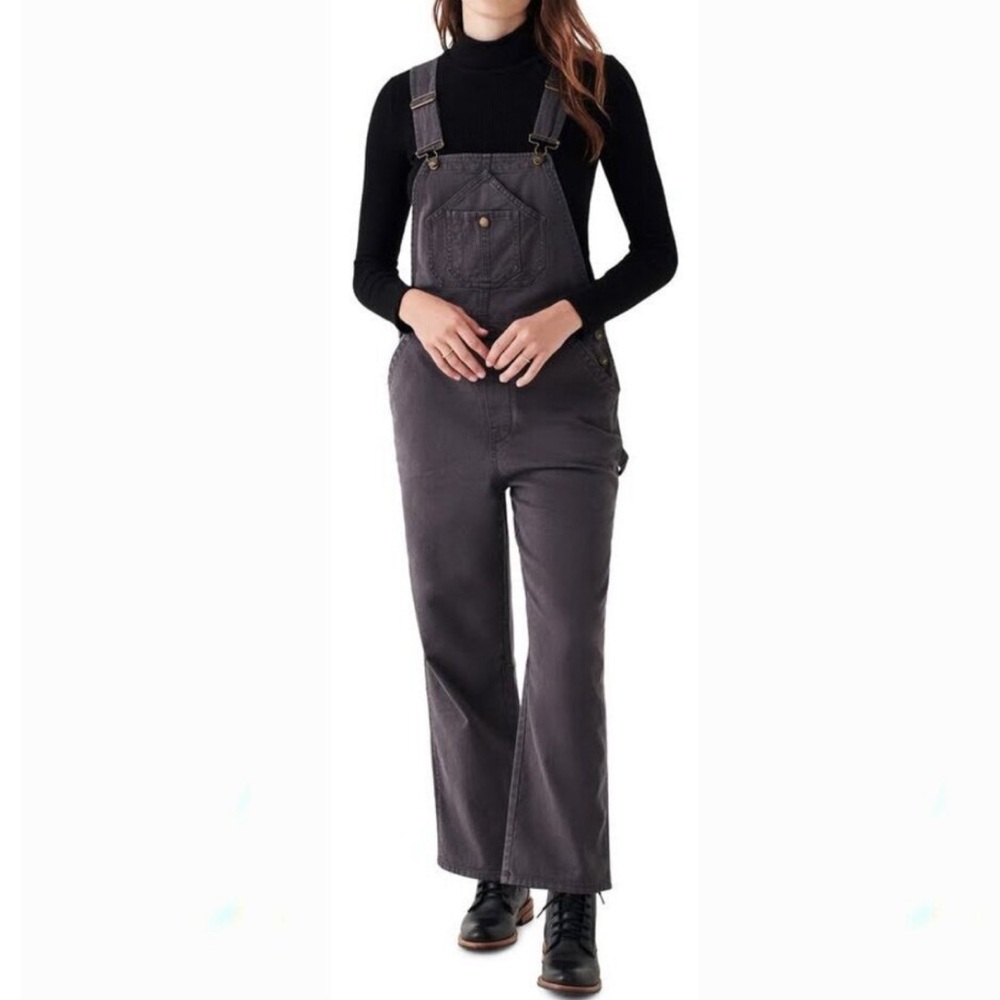 Faherty Kerry Twill Straight Leg‎ Overalls in Raven Black Womens XL